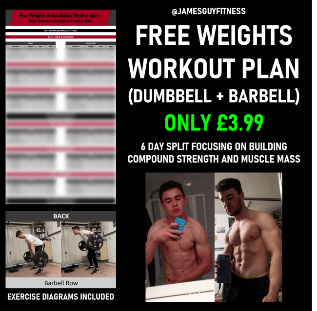 Free Weights Workout Plan Weekly Split James Guy Fitness